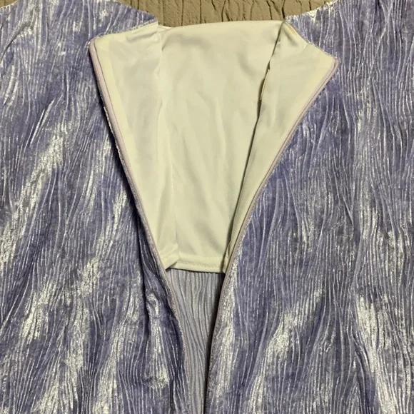 JESSICA MCCLINTOCK Braided Sleeves Lavender Formal Texture Gauzy Dress 16 - Picture 6 of 15